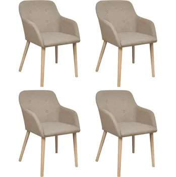 Jídelní židle Jídelní židle 4 ks béžové textil a masivní dubové dřevo - 8718475891208