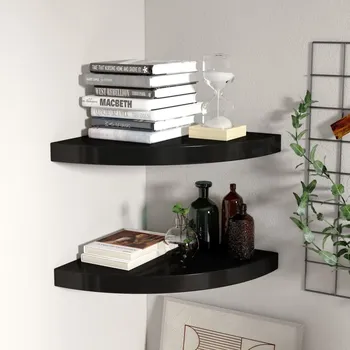 police 323920 Floating Corner Shelves 2 pcs Black 35x35x3,8 cm MDF - 8720286075517