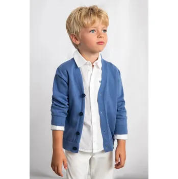 Dívčí svetr Dětský bavlněný kardigan Mayoral 3381.5A.Mini.PPY2 modrá 55X, vel. 104