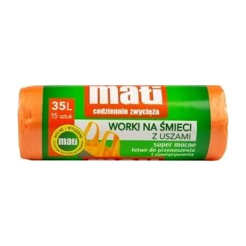 Pytle na odpadky Pytle na odpadky se stahovacími uchy oranžové Mati 15 ks x 35 l