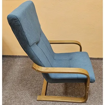 Křeslo Pružné bukové křeslo BOLS moření dub, látka Stella 75 zelená, český výrobek, VÝPRODEJ expo