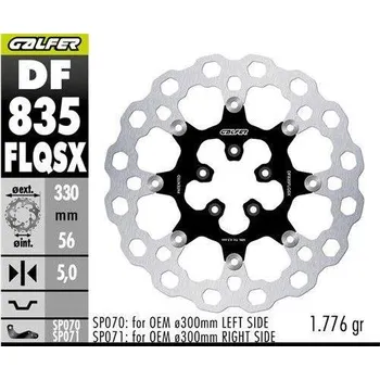 Brzda pro motocykl GALFER přední brzdový kotouč HARLEY-DAVIDSON (330X56X5) plovoucí (CUBIQ) (SUPER OVERSIZE) (vyžaduje SP070; SP071) (GALFER přední brzdový kotouč HARLEY-DAVIDSON (330X56X5) plovoucí (CUBIQ) (SUPER OVERSIZE) (vyžaduje SP070; SP071))