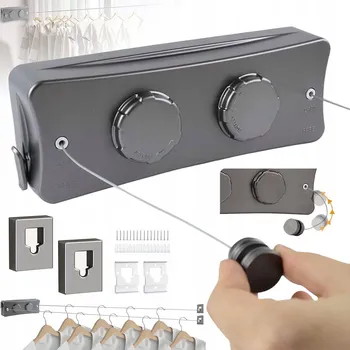 Šňůra na prádlo VYSOUVACÍ OCELOVÁ ŠŇŮRA NA PRÁDLO, PRÁDELNÍ ŠŇŮRA, PEVNÁ, KOVOVÁ, 5,1 M