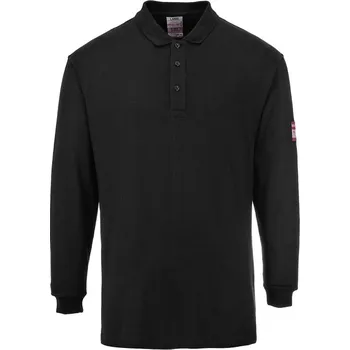 Pánské tričko PORTWEST Polokošile Flame Resistant Anti-Static FR10, dlouhý rukáv POR-FR10BKRXXXL 3XL Černá