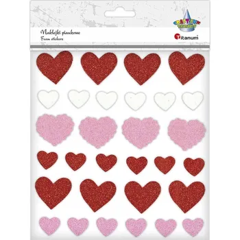 samolepka Samolepky pěnové Titanum srdíčka 5 barev