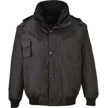 pracovní bunda PORTWEST Bunda 4v1 bomber F465, odepínací rukávy a kapuce POR-F465BKRXXL 2XL Černá