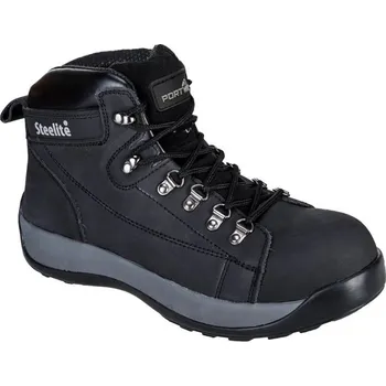 Pracovní obuv PORTWEST Obuv FW31 Steelite Mid Cut Nubuck SB HRO, kotníková s ocelovou špicí POR-FW31BKR42 Černá 42
