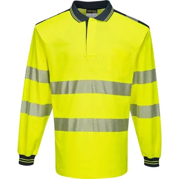 PORTWEST Polokošile PW3 Hi-Vis L/S T184, dlouhý rukáv, reflexní POR-T184YNRM M Žlutá/navy
