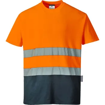 pracovní tričko PORTWEST Tričko S173, krátký rukáv, reflexní POR-S173ONRXS XS Oranžová/navy