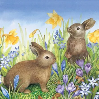 Papírový kapesník Paw Ubrousky PAW TETE L (20ks) Rabbits on Spring Meadow 615779