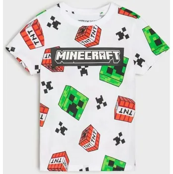 Chlapecké tričko Sinsay - Bavlněné tričko Minecraft - bílá - 206HG-00X - 206HG-00X-116