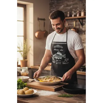 Kuchyňská zástěra Zástěra Petrův zdar černá - Chňapka