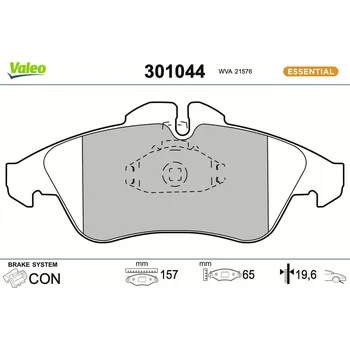 Brzdová destička Sada brzdových destiček, kotoučová brzda VALEO 301044