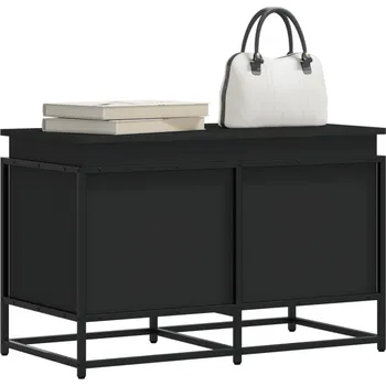 Úložný box Úložný box s víkem černý 80 x 40 x 51,5 cm kompozitní dřevo - 8721102838583