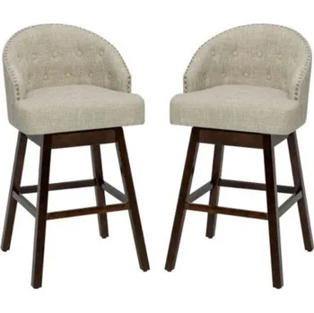 Barová židle Sada 2 otočných barových židlí JV10541BE, hnědo/béžová - B COSTWAY