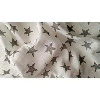 Kojenecká láhev Látková plena s potiskem Hvězda šedá 70x70 cm