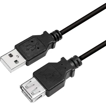 Elektrická zásuvka LOGILINK Kabel USB 2.0 USB A zásuvka,USB A vidlice niklovaný 2m černá