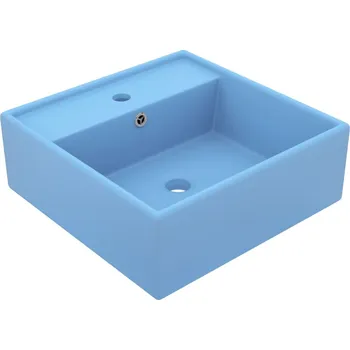 Luxusní umyvadlo přepad čtvercové matné světle modré 41x41 cm - 8720286036501
