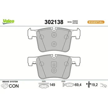 Brzdová destička Sada brzdových destiček, kotoučová brzda VALEO 302138