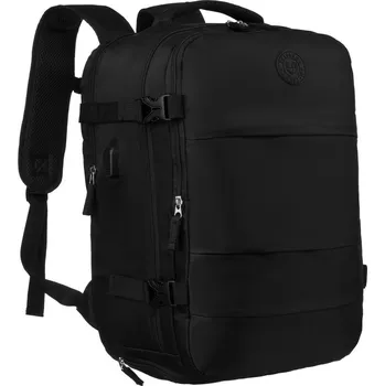 Sportovní batoh Modrý cestovní batoh s držákem kufru z polyesteru Barva: Černá