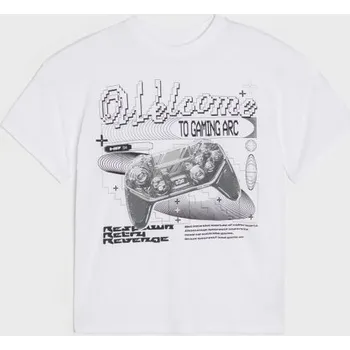 Chlapecké tričko Sinsay - Bavlněné oversize tričko s potiskem - bílá - 304HM-00X - 304HM-00X-158