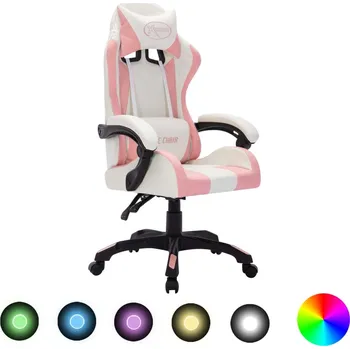 Herní židle s RGB LED podsvícením růžovo-černá umělá kůže - 8720286224694