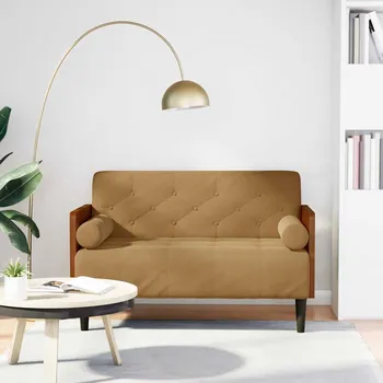 Pohovka Pohovka Loveseat s podhlavníkem, hnědá, 110 cm, samet - 8721158496201