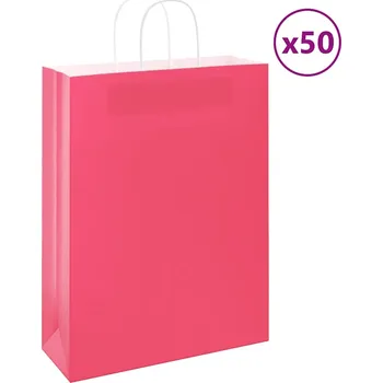Papírové tašky 50 ks s uchy růžové 32x12x42 cm - 8721158516060