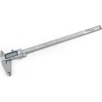 Posuvné měřítko Měřítko posuvné digitální 300 mm, mm/inch, posuvné kolečko pro nastavení palcem, kovové tělo, zobrazení i pro palcové zlomky (TrueTech)