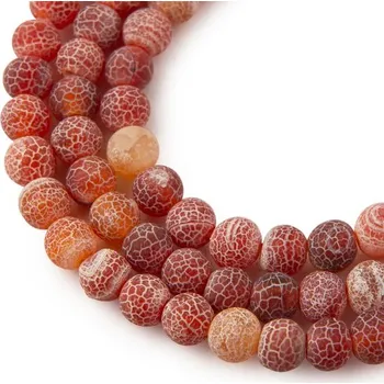 Dětské navlékací korálky Korálky z minerálu Červený praskaný achát matný 8 mm