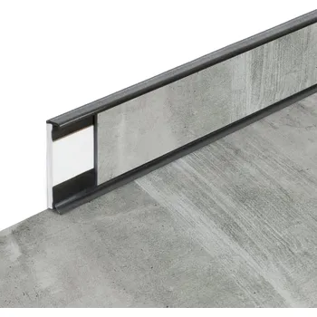 soklová lišta PVC vinylová soklová podlahová lišta Fortelock Business Viken harbour grey C002 graphite - 200 x 5,8 x 1,2 cm