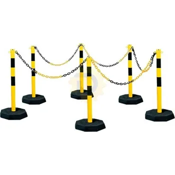 Plotový sloupek Černo-žlutý ocelový vymezovací sloupek (sada) - 100 cm
