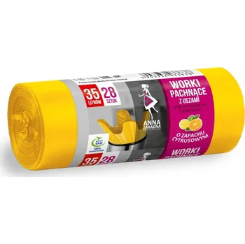 Pytle na odpadky Pytle na odpadky se stahovacími uchy s vůní citrusů Anna Zaradna 35L 28 ks žluté