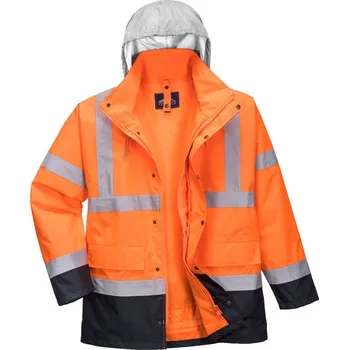 pracovní bunda PORTWEST Bunda Contrast Traffic S471 Hi-Vis 4v1, zateplená, nepromokavá, reflexní POR-S471ONRL L Oranžová/navy