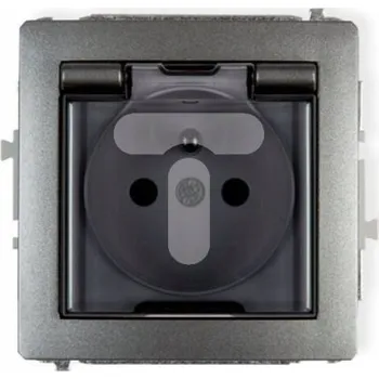 Elektrická zásuvka DECO Vodotěsná zásuvka s uzemněním (kouřová klapka) grafitová 11DGPB-1zdp