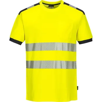 pracovní tričko PORTWEST Tričko HiVis PW3 T181, krátký rukáv, reflexní POR-T181YGYS S Žlutá/šedá
