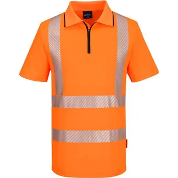Pánské tričko PORTWEST Polokošile KX302 na zip, sportovní, reflexní, krátký rukáv POR-KX302ORRXXL 2XL Oranžová