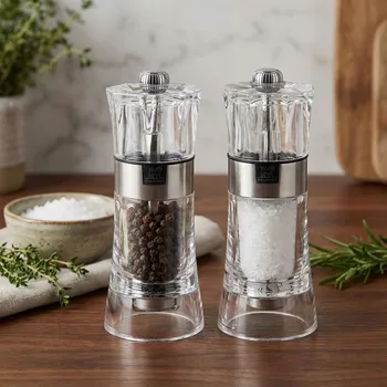 Kuchyňský mlýnek PEUGEOT Oslo 14 cm 2 ks – akrylový ruční mlýnek na sůl a pepř