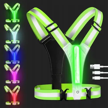 Reflexní vesta s LED pro běh, kolo, chůzi, nabíjení USB-C