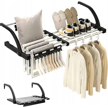 Sušák na prádlo SUŠÁK NA PRÁDLO BALKONOVÝ RADIÁTOROVÝ ČERNÝ 64-110CM