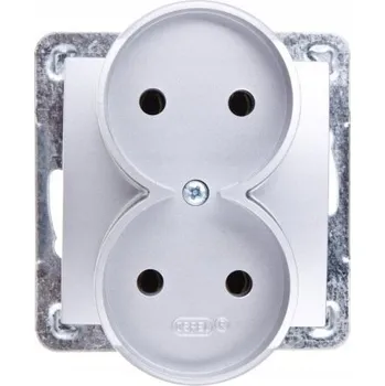 Elektrická zásuvka Dvojitá zásuvka Ospel Impresja stříbro GP-2YR/m/18