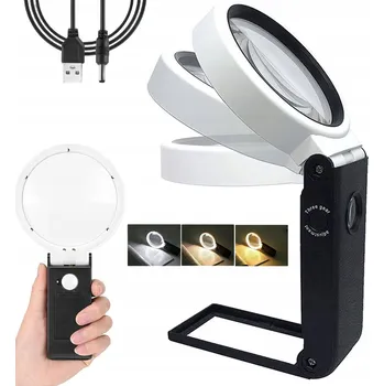 Lupa LUPA 10X 25X SKLO ZVĚTŠOVACÍ S PODSVÍCENÍM 32 LED 3 režimy barev