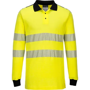 Pánské tričko PORTWEST Polokošile Hi-Vis FR702, dlouhý rukáv, reflexní POR-FR702YBRM M Žlutá/černá
