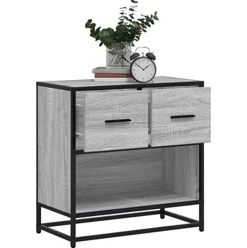 Noční stolek Noční stolek šedá sonoma 60 x 31 x 60 cm kompozit dřevo a kovu - 8721102837562