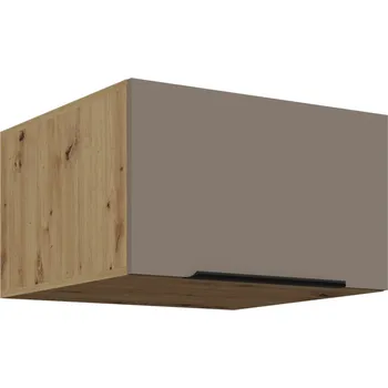 Kuchyňská skříňka Horní hluboká skříňka s výklopnými dvířky LUNARA - šířka 60 cm, tmavě béžová / dub artisan