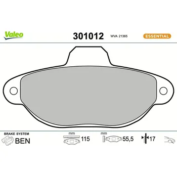Brzdová destička Sada brzdových destiček, kotoučová brzda VALEO 301012