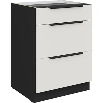 Kuchyňská skříňka Šuplíková skříňka LUNARA - šířka 60 cm, bílá / černá