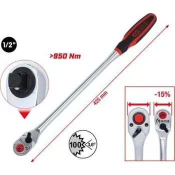 KS Tools 935.1295 Přepínací ráčna Monster 1/2", dlouhá, 100 zubů