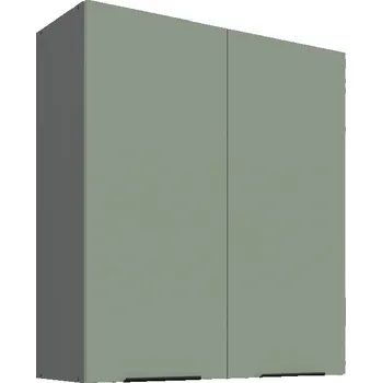 Kuchyňská skříňka Vysoká horní skříňka LUNARA - šířka 80 cm, zelená / antracit