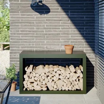 Stojan na palivové dřevo zelený 100 x 40 x 60 cm ocel - 8721102914157